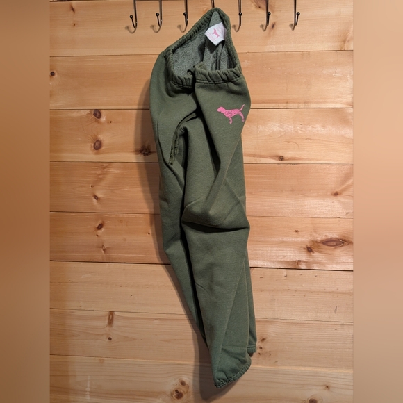 PINK Victoria's Secret Pants - Pink Victorias Secret Olive Joggers with Pink Emblem